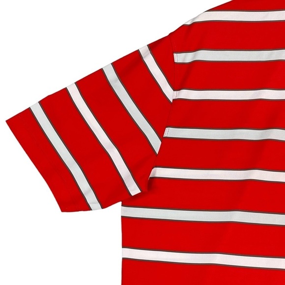 Nike Golf Polo Mens Large Stripe Print Performance Stretch Shirt Red - Picture 10 of 15